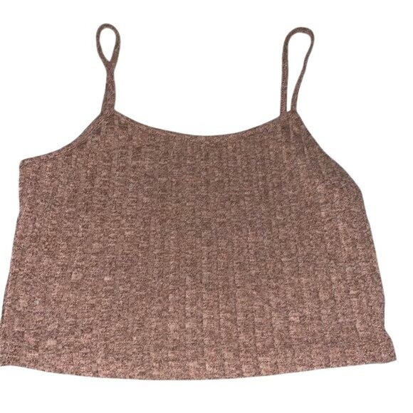 Brown Ribbed 2-Piece Set: Long Cardigan & Top - Size S - Picture 2 of 10